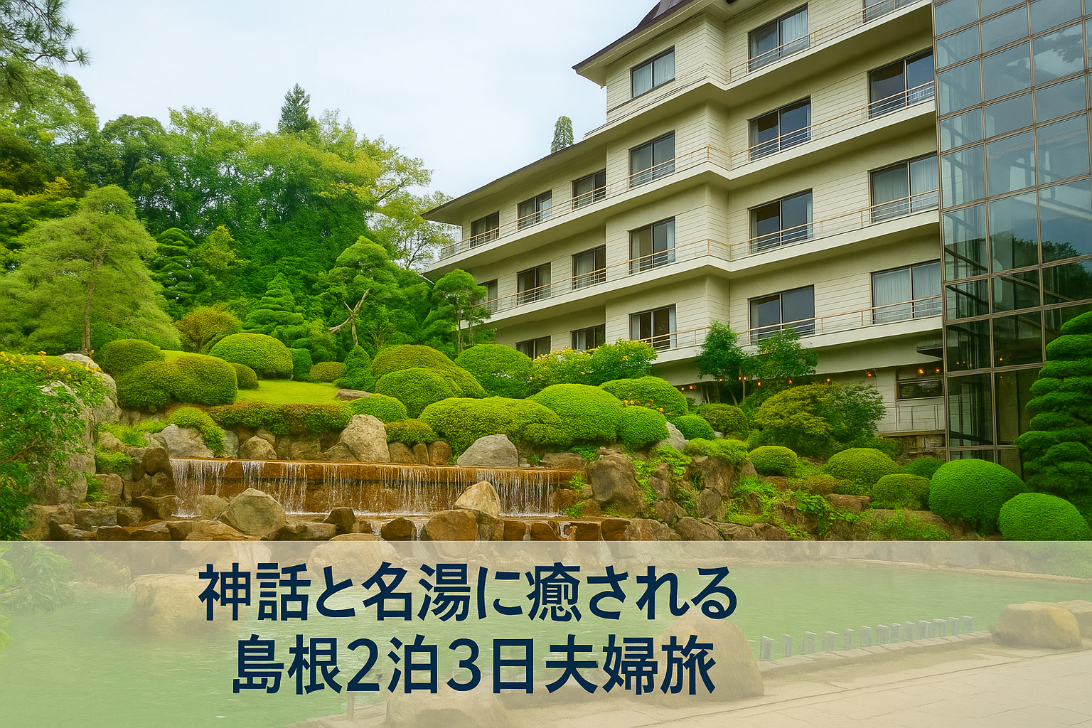 玉造温泉 長生閣の庭園と外観｜美しい日本庭園と宿泊施設の景観